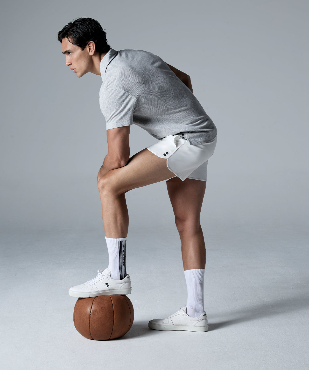 Cotton Mesh RD Polo: Grey Melange