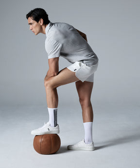 Cotton Mesh RD Polo: Grey Melange