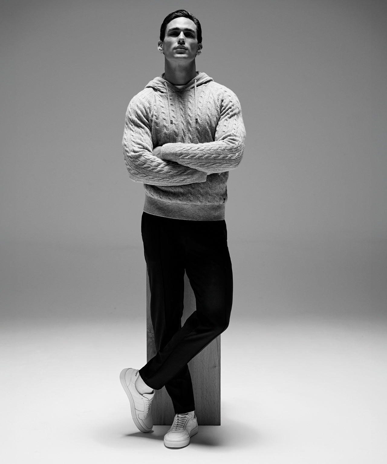 Wool Cashmere Telemark Hoodie: Grey Melange