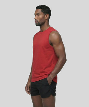 Sweatshirt sans manches en coton léger: Rouge choc