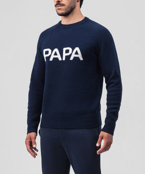 Pull en laine "PAPA": Bleu marine
