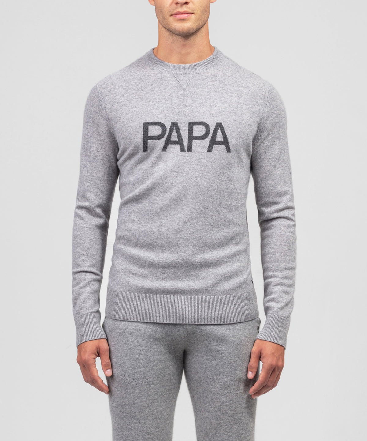 Cashmere Sweatshirt "PAPA": Heather Grey