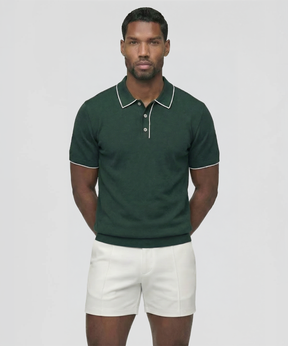Polo en coton soie: Vert court