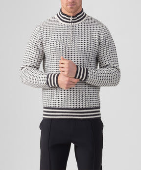 Wool Sweater w. Front Chest Zip: Off White