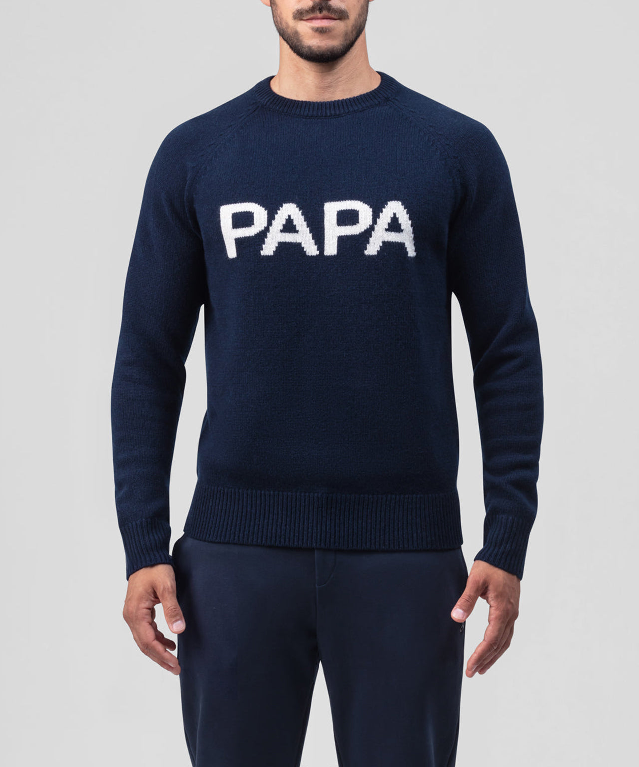 Pull en laine "PAPA": Bleu marine