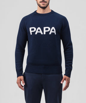 Pull en laine "PAPA": Bleu marine
