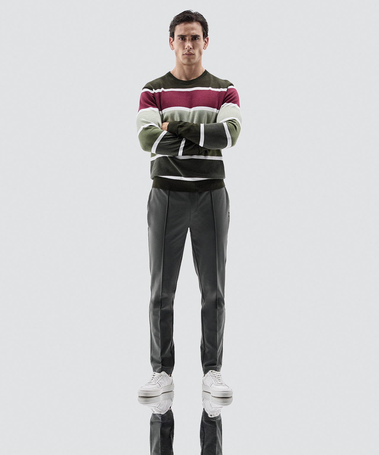 Cotton Panelled Sweater: Dark Khaki