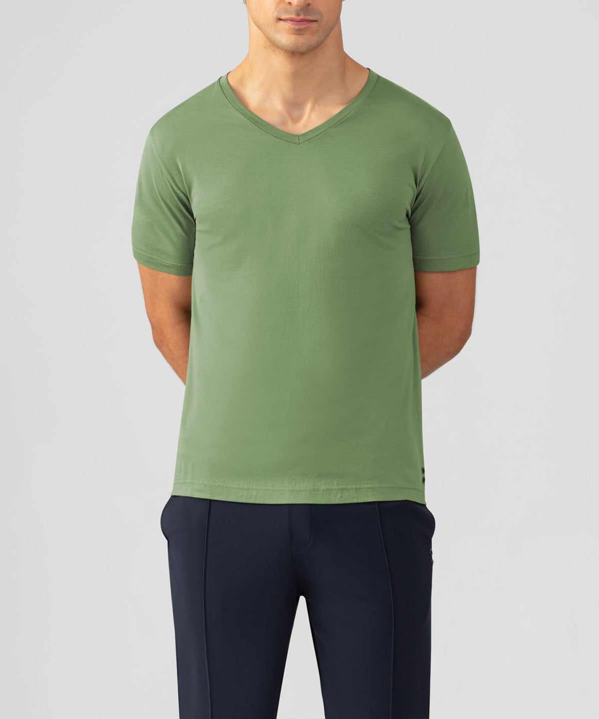 T-shirt col V Eyelet Edition: Vert cactus