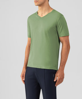 T-shirt col V Eyelet Edition: Vert cactus