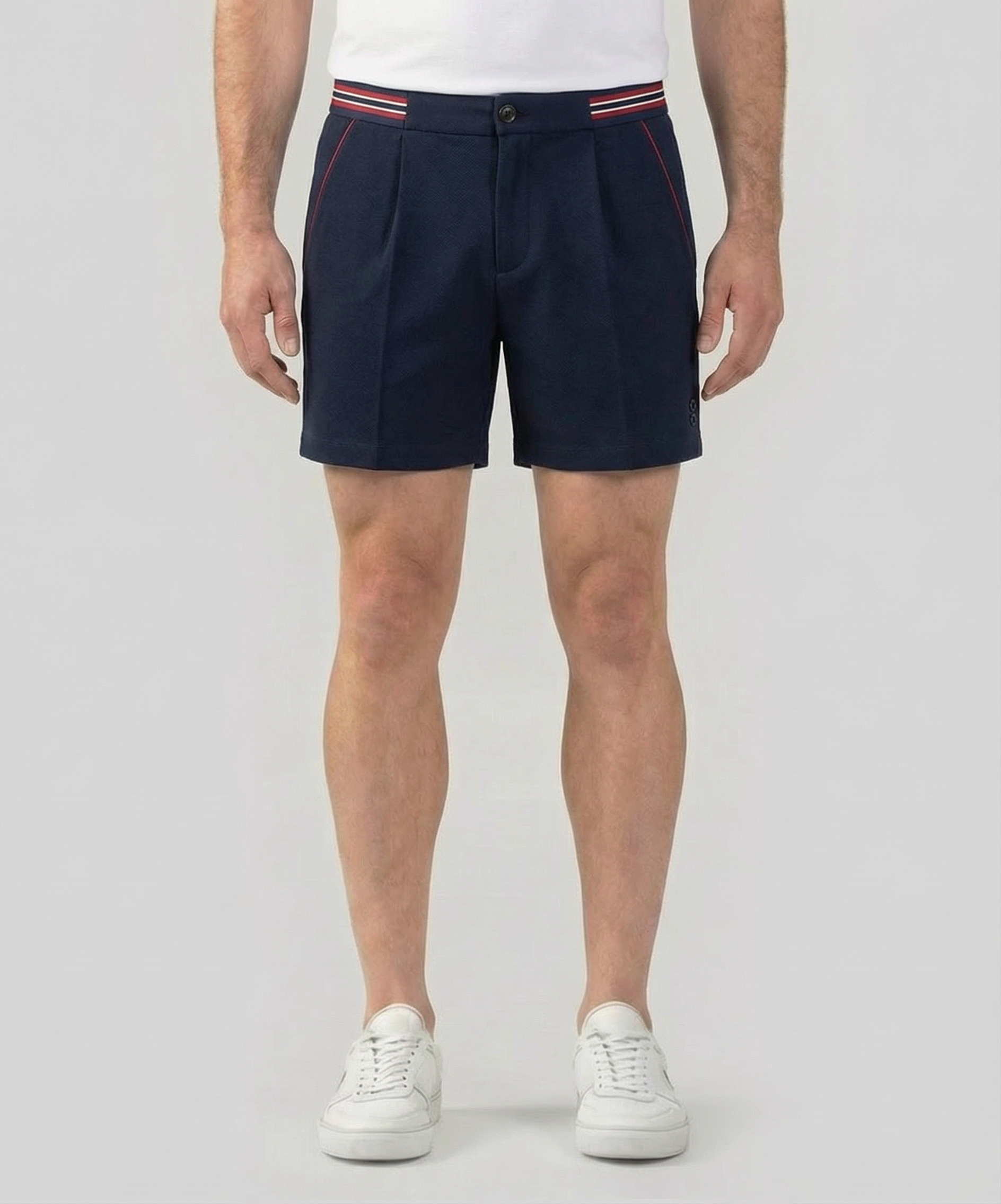 RD Tennis Shorts m. Streifenbund: Marineblau