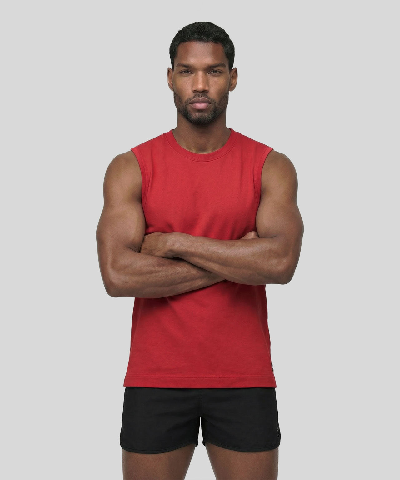 Sweatshirt sans manches en coton léger: Rouge choc