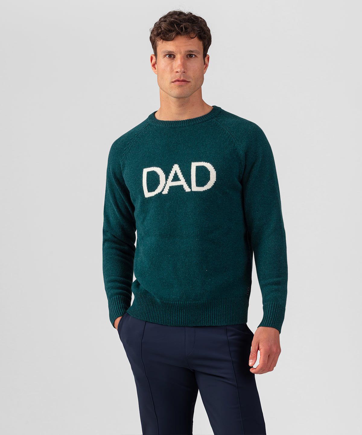 Pull en laine mérinos à imprimé DAD: Vert sapin