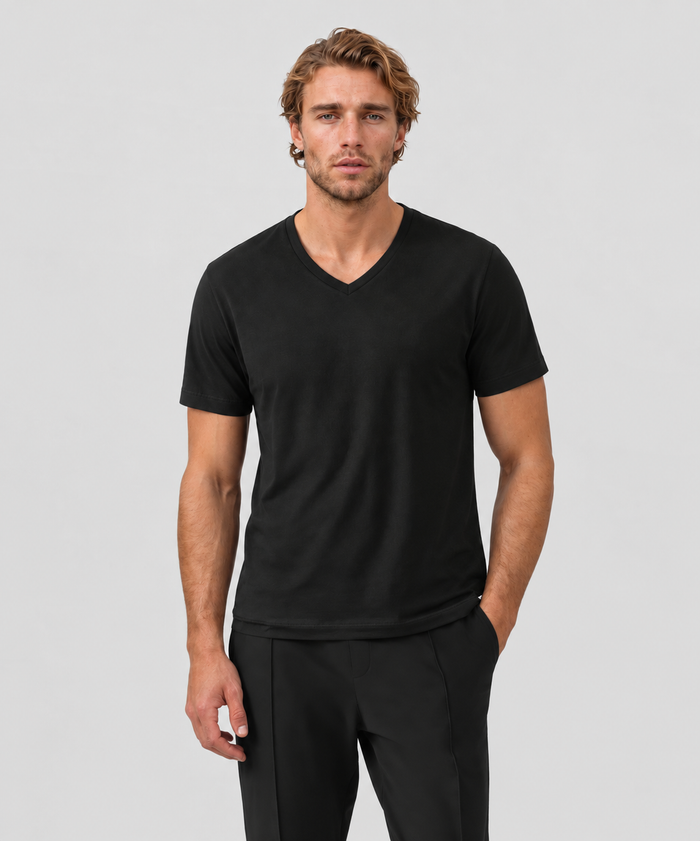 V Neck T-Shirt Eyelet Edition: Schwarz