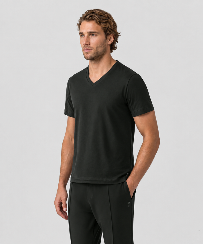 V Neck T-Shirt Eyelet Edition: Schwarz