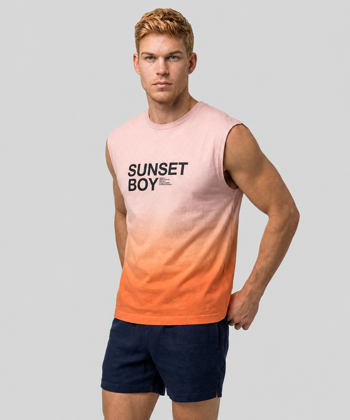Bio-Baumwoll-Tanktop "SUNSET BOY": Sunset Orange
