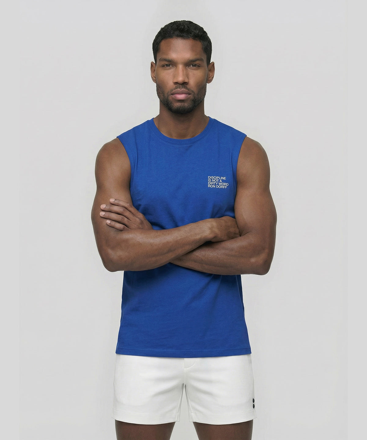 Organic Cotton Sleeveless T-Shirt "DISCIPLINE": Bleu