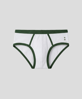 Sports Y-Front Briefs: White/Green Court