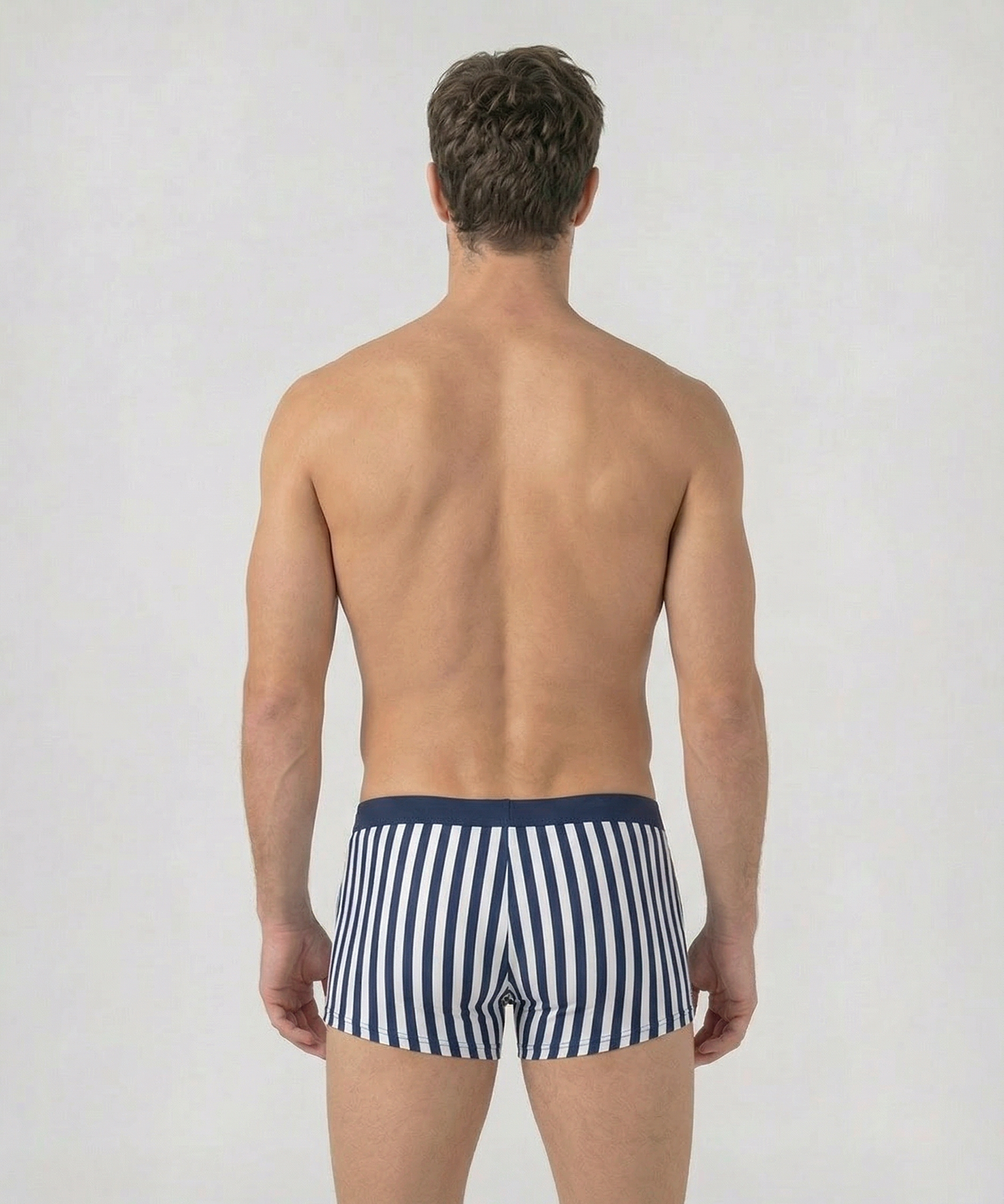 Short de bain à rayures verticales et taille élastique : Marine/Blanc