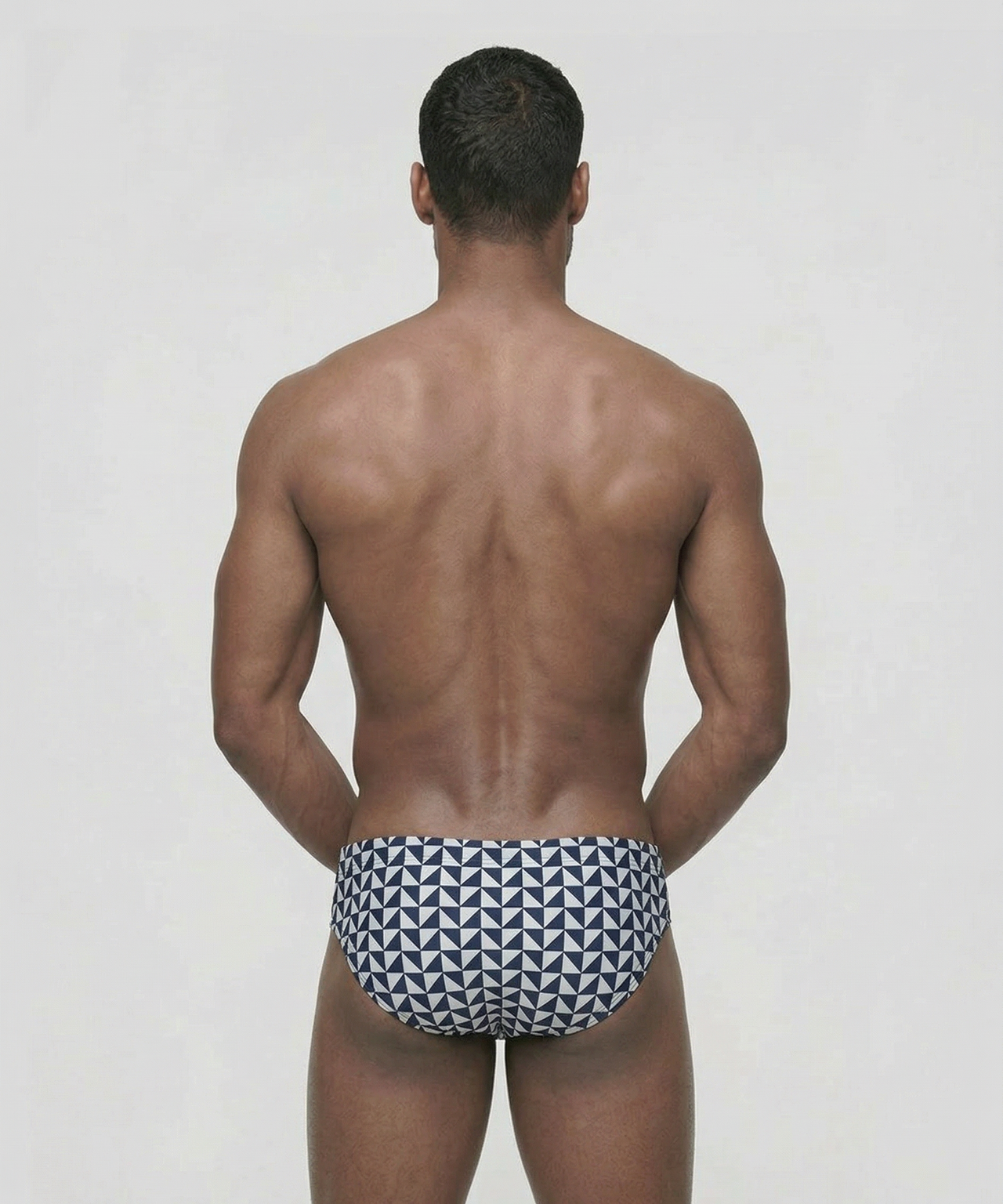 Slip de bain à motif géométrique: Bleu marine