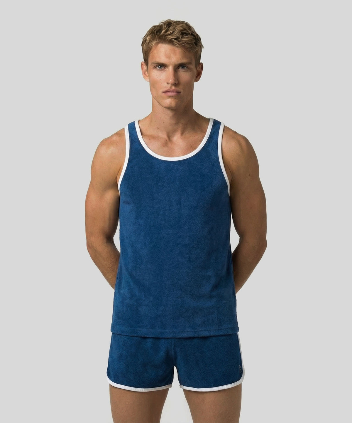 Cotton Terry Tank Top: Bleu