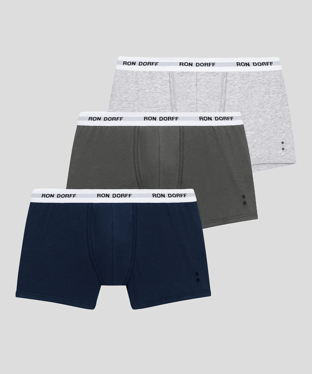 Boxer en coton à imprimés RON DORFF: Gris chiné/Vert militaire/Bleu foncé