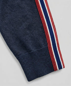 Cotton Cashmere Sweater w. Stripes: Navy