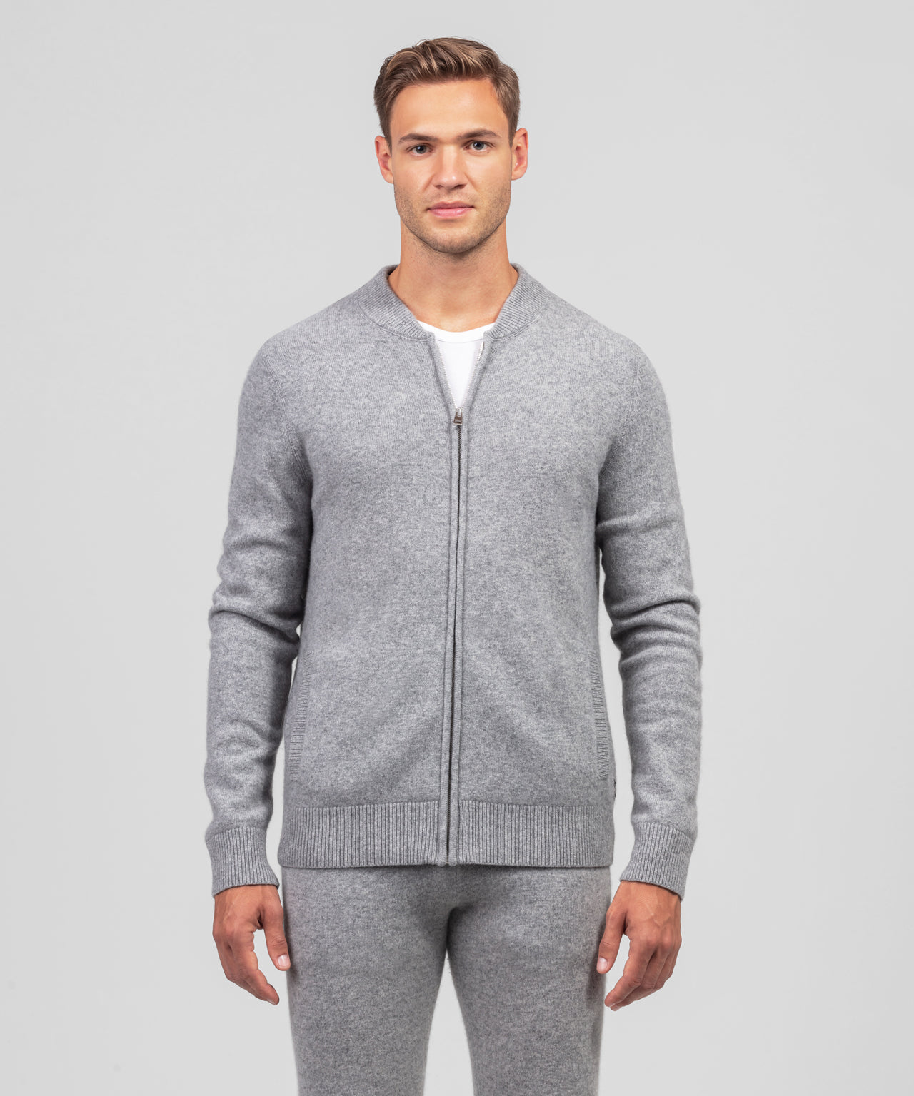 Cashmere Tennis Jacket: Grey Melange