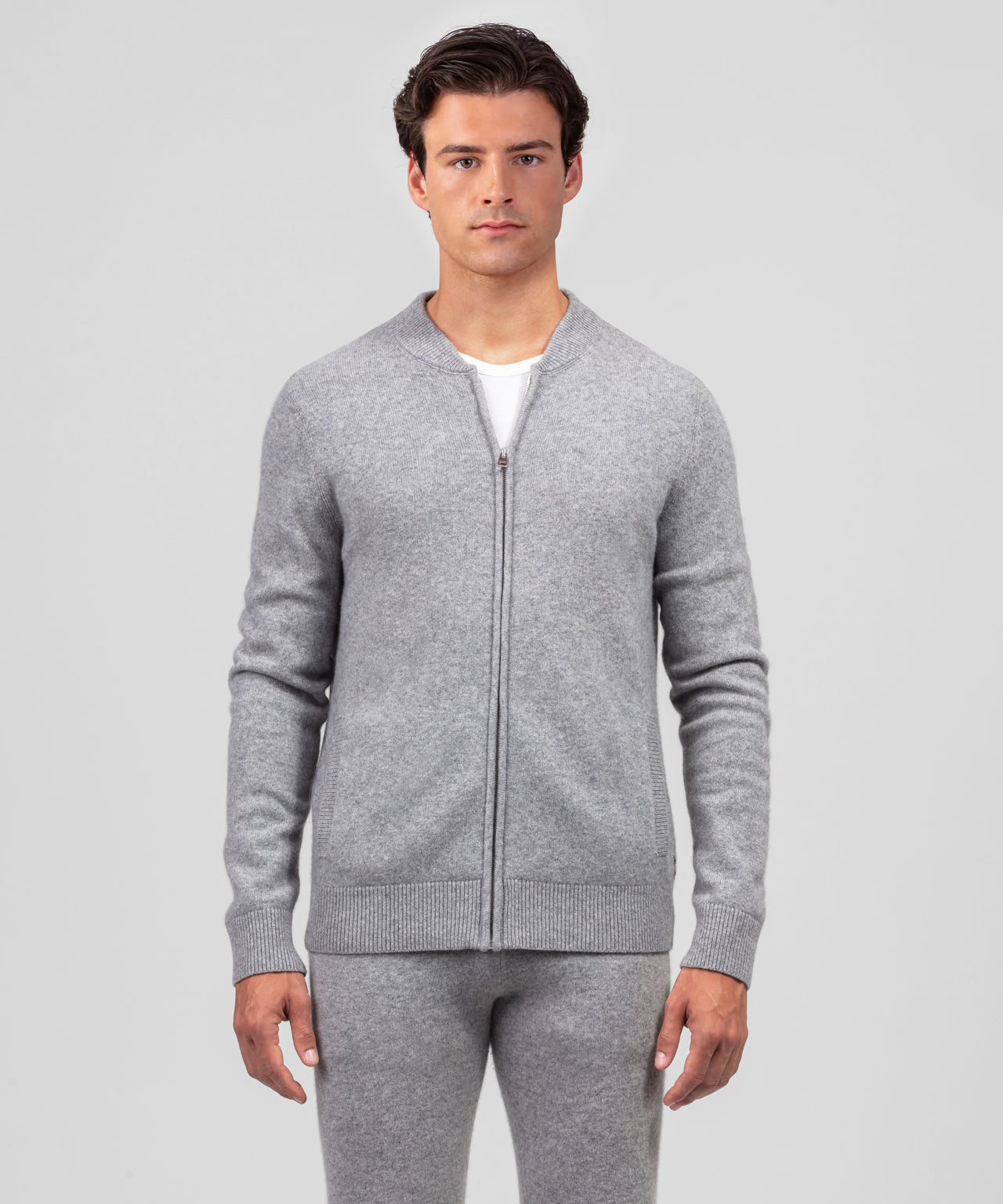 Cashmere Tennis Jacket: Grey Melange