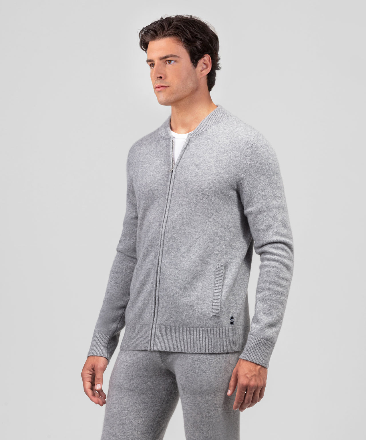Cashmere Tennis Jacket: Grey Melange