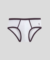 Slip Y-front en coton à bandes: Blanc/Violet foncé
