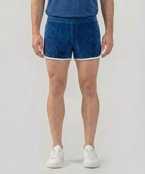 Cotton Terry Marathon Exerciser Shorts: Bleu