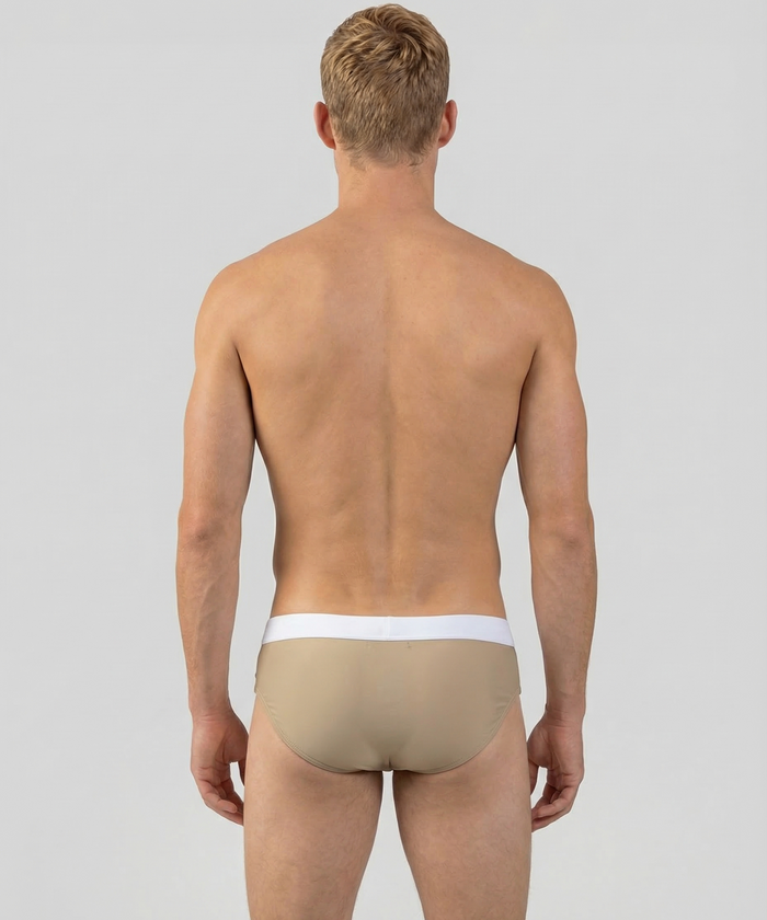 Slip de bain à ceinture contrastée: Sable