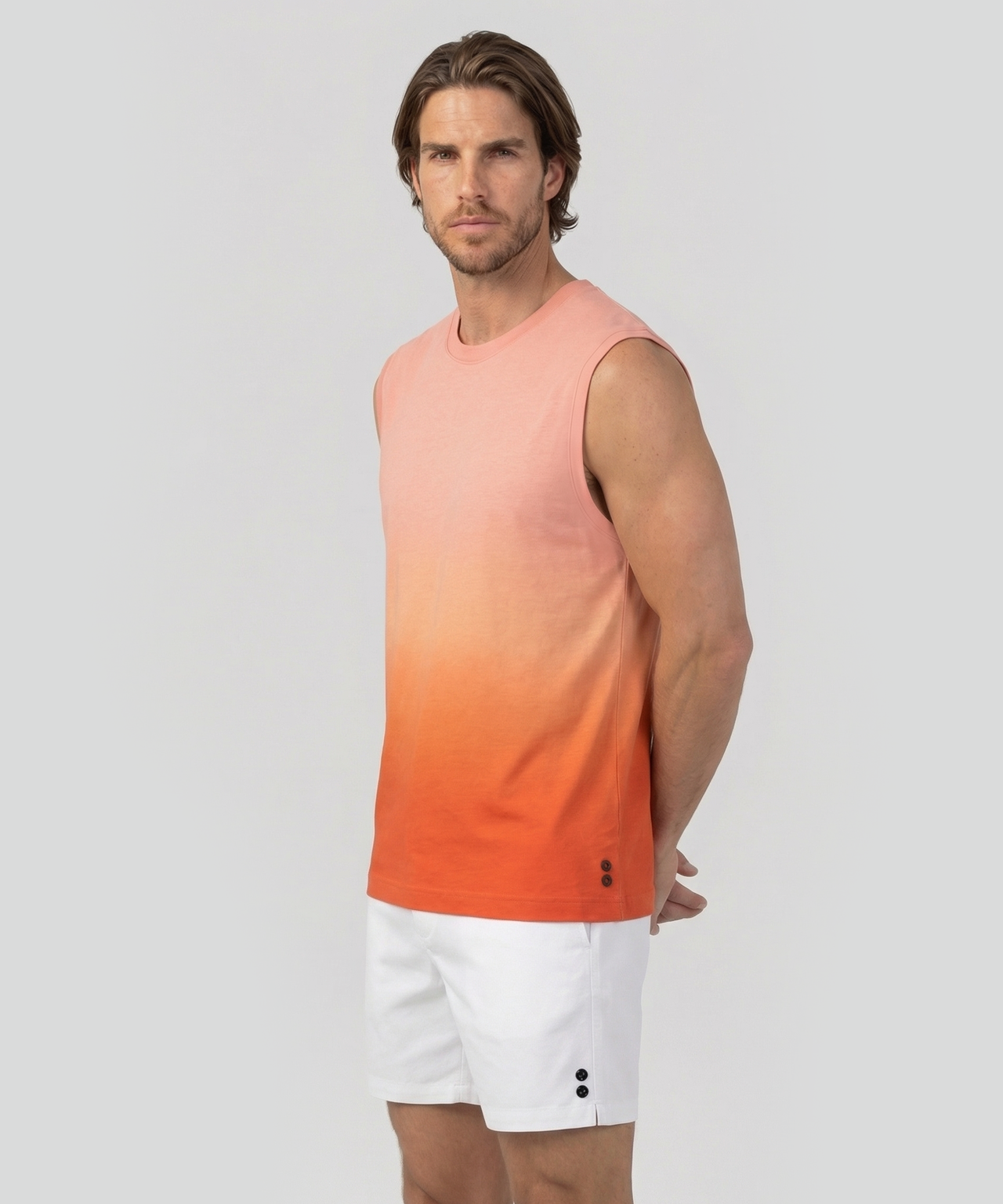 Leichtes ärmelloses Sweatshirt aus Bio-Baumwolle: Sunset Orange