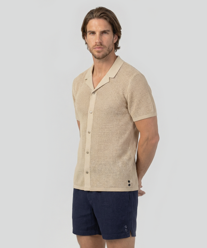 Chemise en crochet de coton bio: Beige