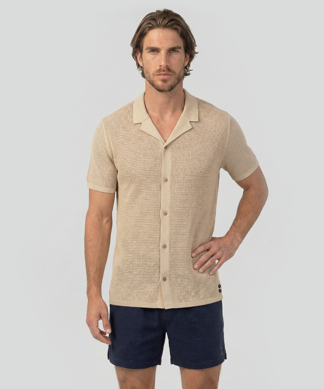 Chemise en crochet de coton bio: Beige