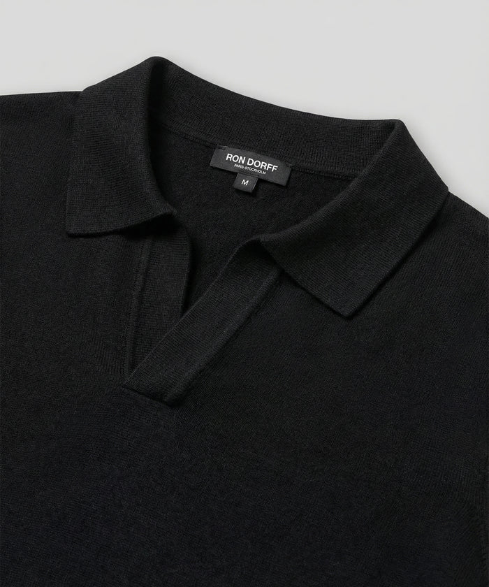 Polo en coton lin: Noir