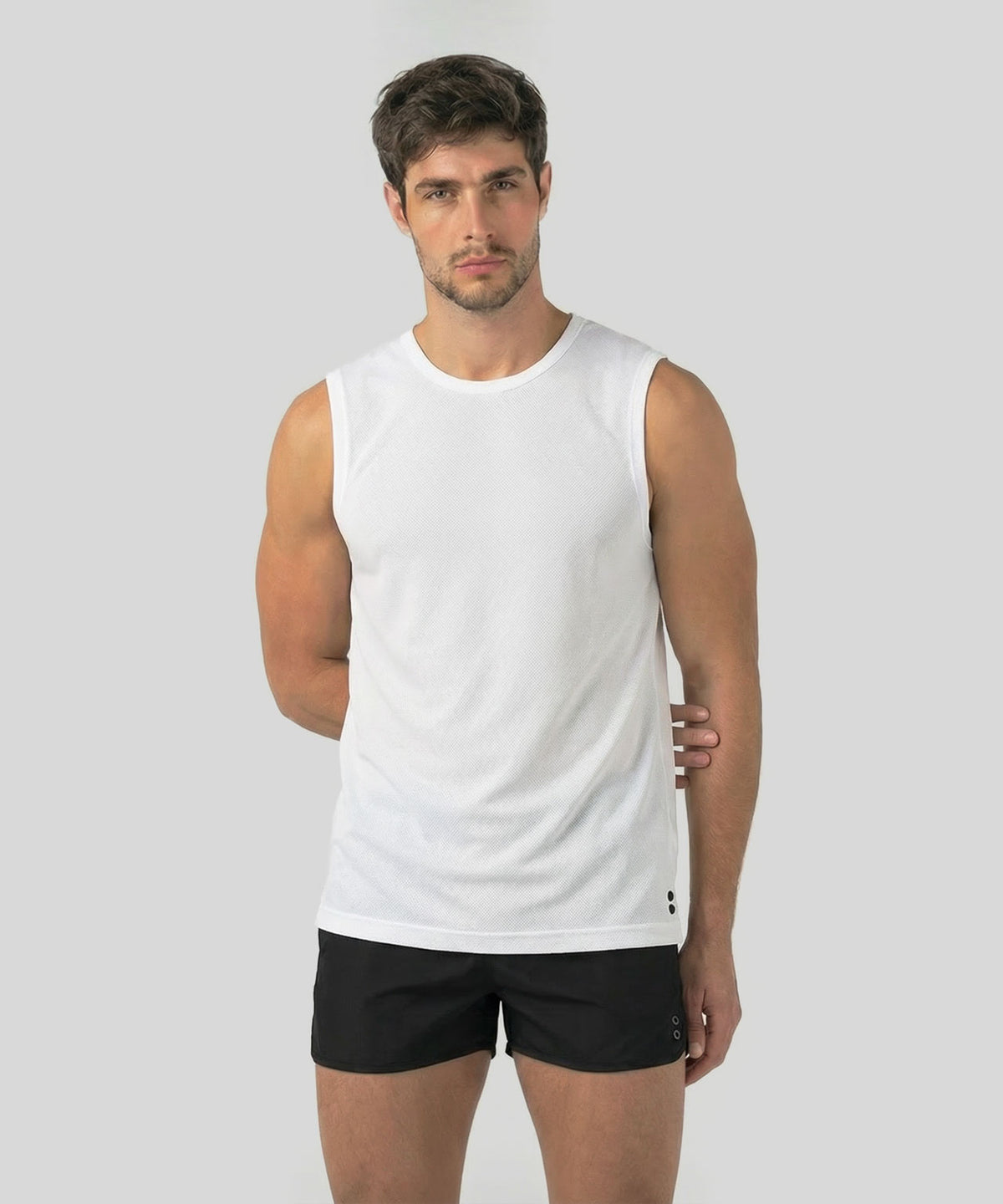 Mesh Sleeveless T-Shirt: White