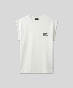 Organic Cotton Sleeveless Sweatshirt "DISCIPLINE": Off White