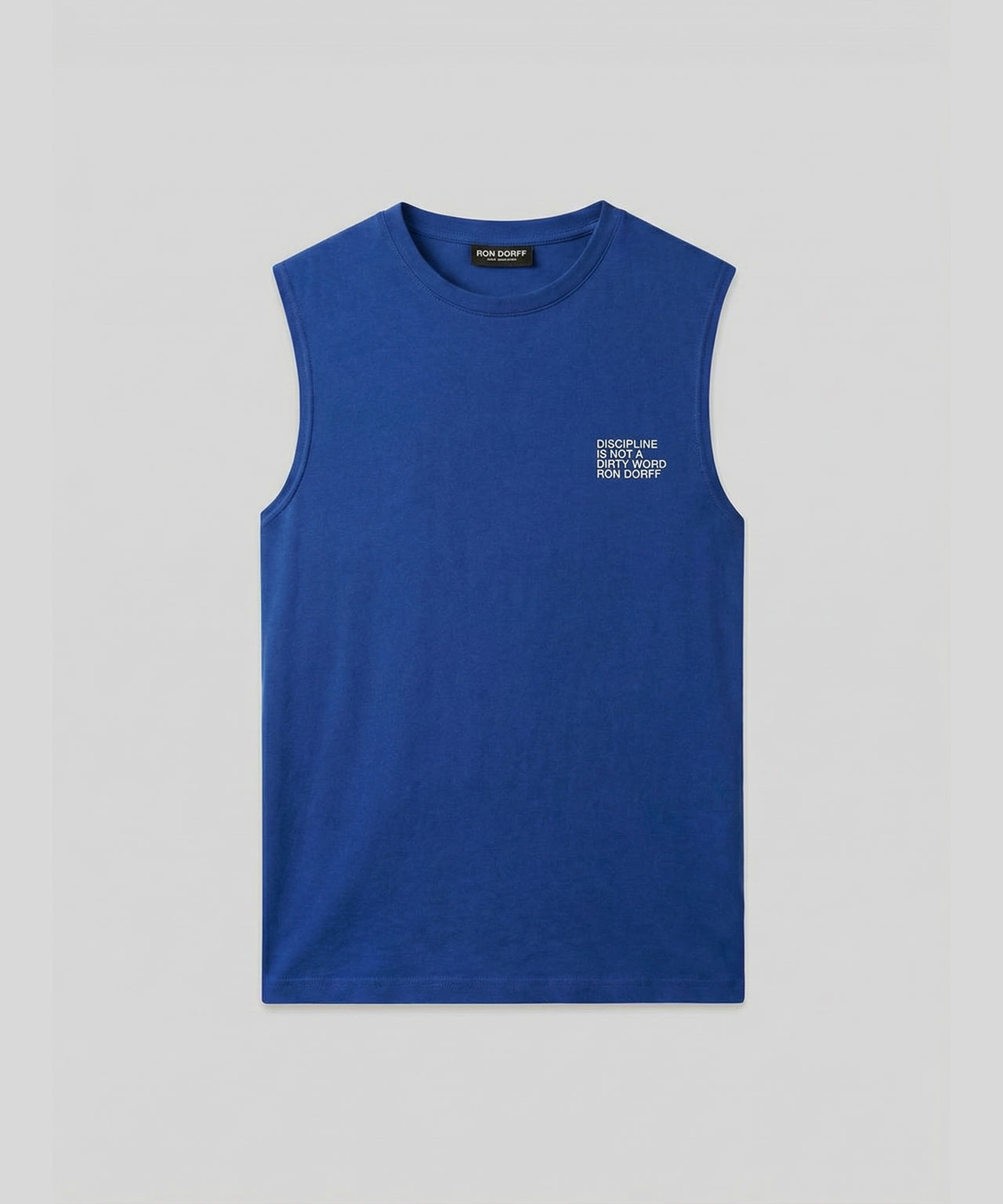 Ärmelloses T-Shirt aus Bio-Baumwolle "DISCIPLINE": Blau