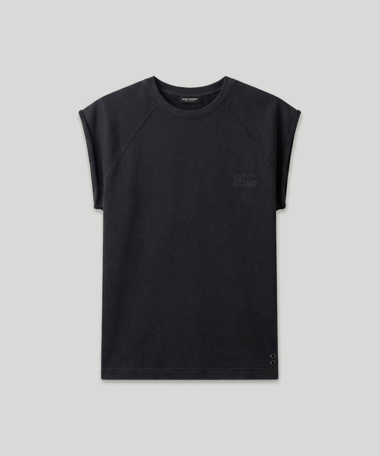 Organic Cotton Sleeveless Sweatshirt "DISCIPLINE": Black