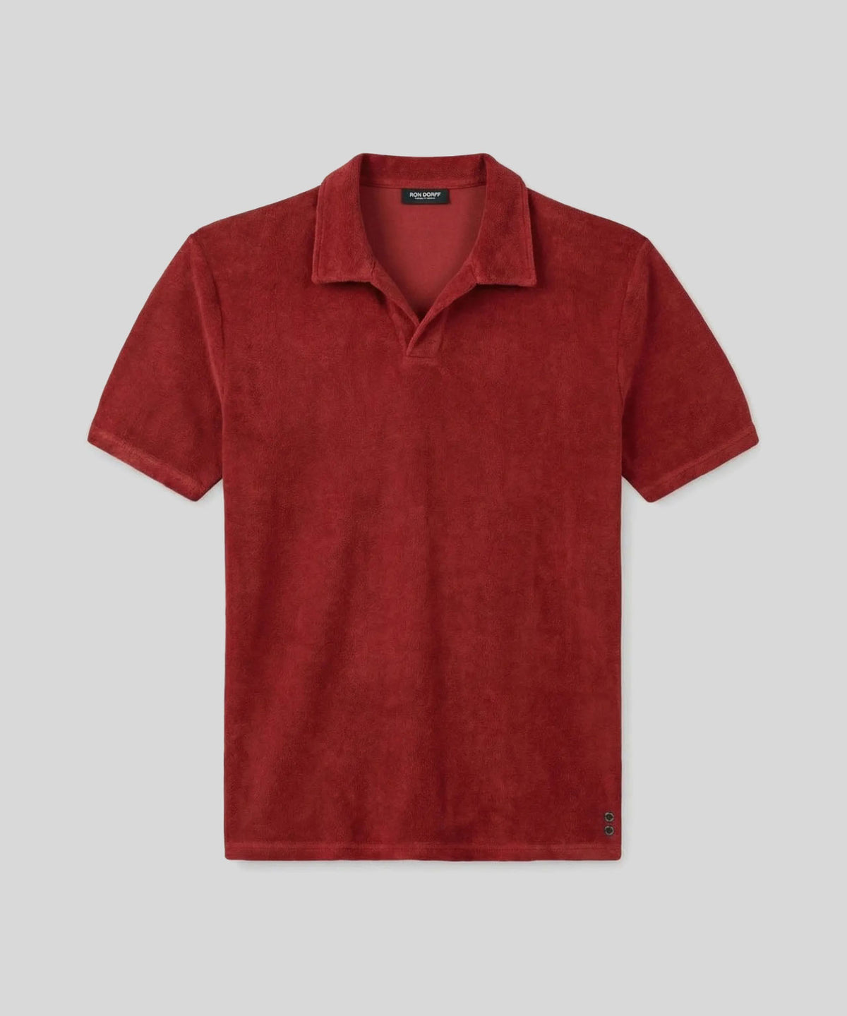 Polo col V en coton terry: Rouge