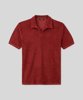 Polo col V en coton terry: Rouge