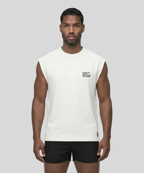 Organic Cotton Sleeveless Sweatshirt "DISCIPLINE": Off White