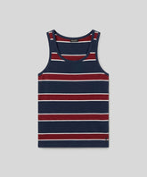 Cotton Piqué Tank Top w. Stripes: Navy