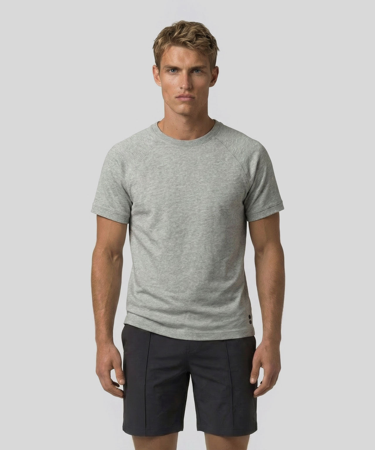 Sweatshirt à manches courtes en coton bio: Gris chiné