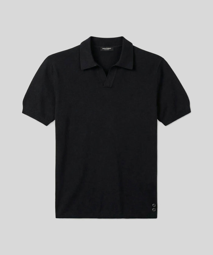 Polo en coton lin: Noir