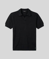 Cotton Linen Polo: Black