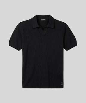 Cotton Linen Polo: Black