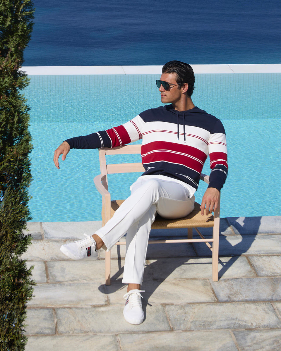 Cotton Terry V Neck Polo Red | Ron Dorff