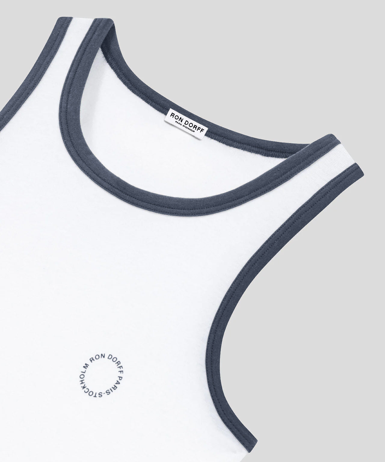 Ribbed Sports Tank Top: White/Skyfall